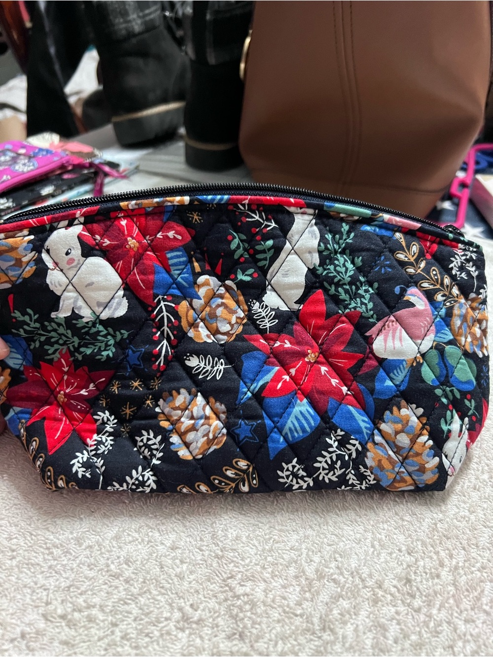 Vera Bradley Winter Forest Cosmetic Makeup Bag Retired Christmas Holiday Unused